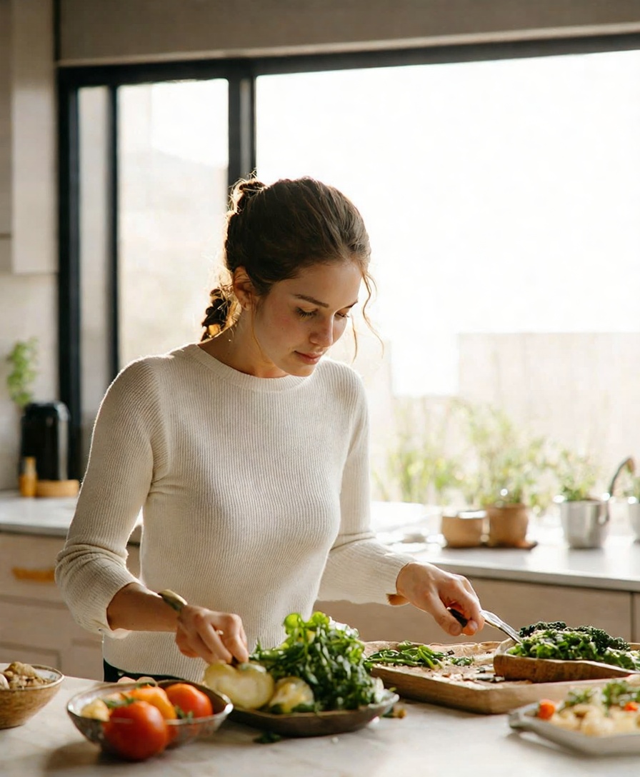 Woman preparing healthy meal